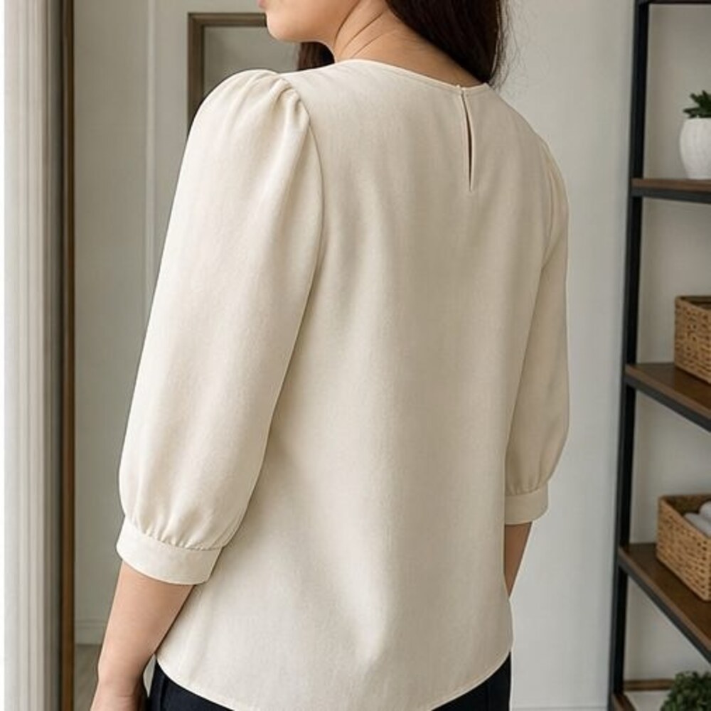 Cream Ruffle Blouse - Picture 3 of 6